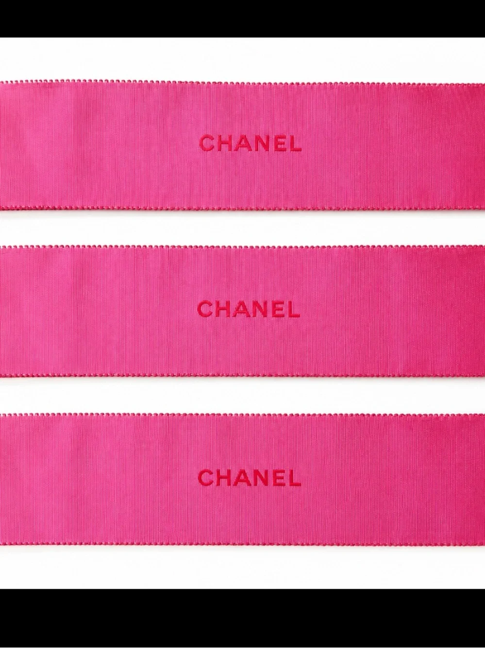 CHANEL Pink Belly Bands Packaging Wraps Set of 3 Gift Box Ribbons Authentic
